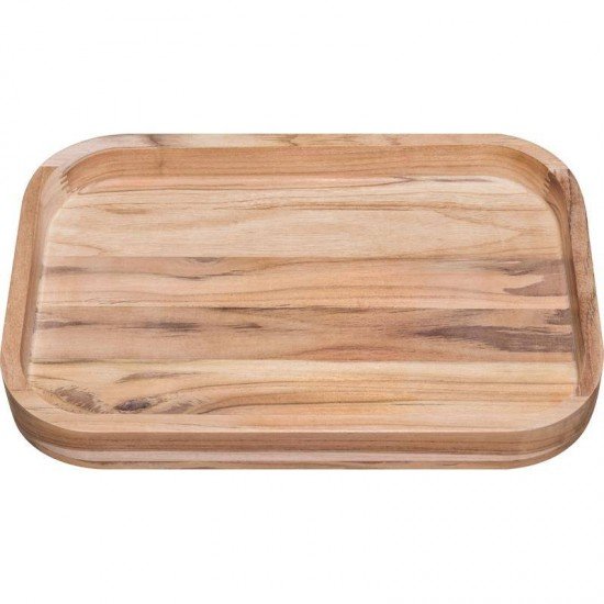 GAMELA DE MADEIRA TECA RETANGULAR PARA SALADA CHURRASCO NATURAL 460X300 TRAMONTINA