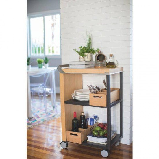 CARRO DE CHURRASCO DE MADEIRA TAUARI ENVERNIZADO E TING. PO COM EMPUNHADURA EM ACO INOX TRAMONTINA