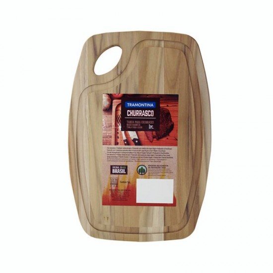 TABUA PARA CHURRASCO EM MADEIRA TECA OVAL 34X23CM TRAMONTINA