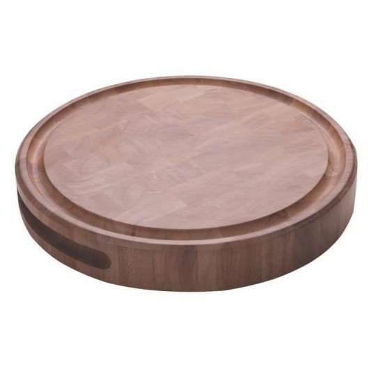 TÁBUA ESTAÇÃO DE CORTE REDONDA P CHUR EM MAD MOGNO AFRICANO COM ACAB ENV COM ALÇA 40 CM TRAMONTINA
