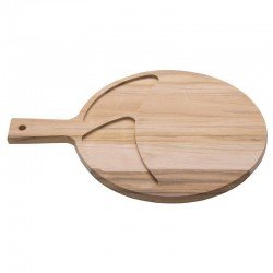 TABUA DE MADEIRA TECA CIRCULAR COM ALCA PARA PETISCOS NATURAL TRAMONTINA