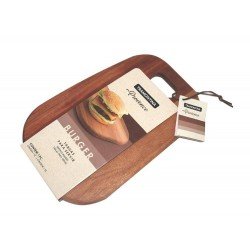 TABUA DE MADEIRA MOGNO AFRICANO RETN COM ALCA E TIRA EM COURO P BURGUER ENV OLEO 340MM TRAMONTINA