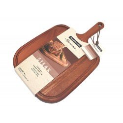 TABUA DE MADEIRA MOGNO AFRICANO RETN COM PESCOCO E TIRA EM COURO P CHUR ENV OLEO 400MM TRAMONTINA