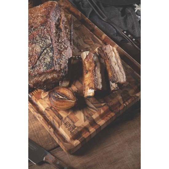 TÁBUA TRAMONTINA ROST CUBUS EM MADEIRA JATOBÁ MESCLADA COM ACABAMENTO ÓLEO 45X34 CM