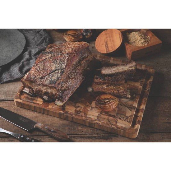 TÁBUA TRAMONTINA ROST CUBUS EM MADEIRA JATOBÁ MESCLADA COM ACABAMENTO ÓLEO 45X34 CM