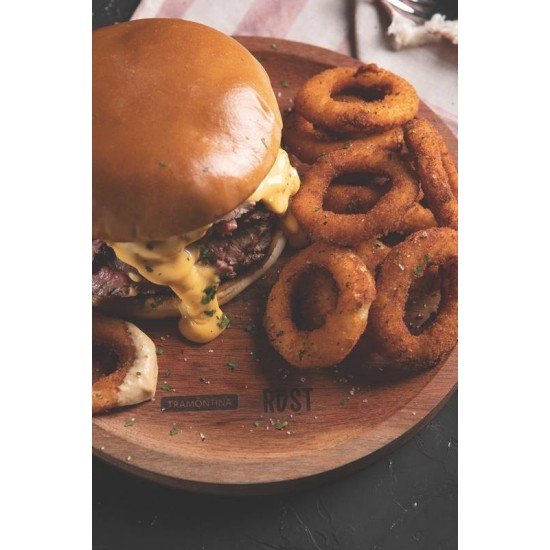 PRATO TRAMONTINA ROST PARA SERVIR EM MADEIRA JATOBÁ MESCLADA COM ACABAMENTO ÓLEO 25 CM