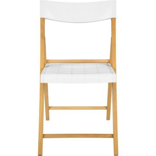 CADEIRA DE MADEIRA TAUARI COM ASSENTO E ENCOSTO EM PLASTICO BRANCO POTENZA ENVERNIZADO