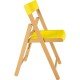 CADEIRA DE MADEIRA TAUARI COM ASSENTO E ENCOSTO EM PLASTICO AMARELO POTENZA ENVERNIZADO