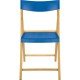 CADEIRA DE MADEIRA TAUARI COM ASSENTO E ENCOSTO EM PLASTICO AZUL POTENZA ENVERNIZADO
