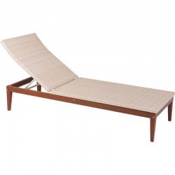 ESPREGUICADEIRA DE MADEIRA JATOBA COM ENCOSTO EM FIBRA BEGE TERRAZZO FIBRA ENVERNIZADO