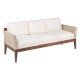 SOFA DE MADEIRA JATOBA COM ASS. E ENC. ESTOFADO E BRACO EM FIBRA BEGE TERRAZZO FIBRA NATURAL