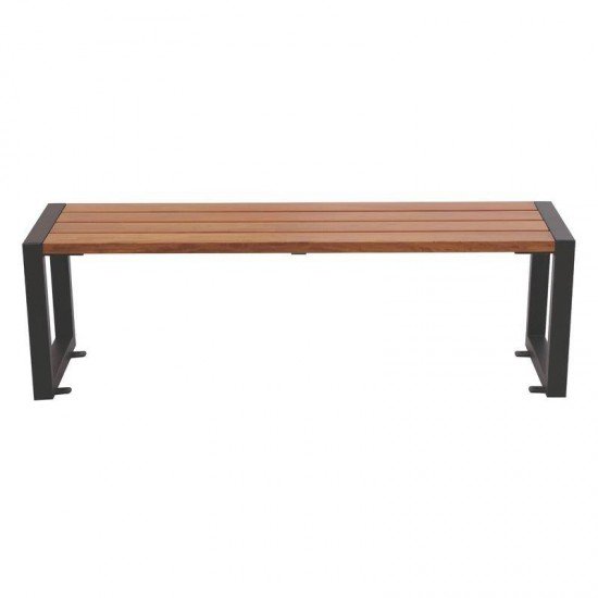 BANCO DE MADEIRA GARAPEIRA RETAN  SEM ENCOSTO COM BASE METALICA URBAN HIGHLINE ECO CLEAR TRAMONTINA