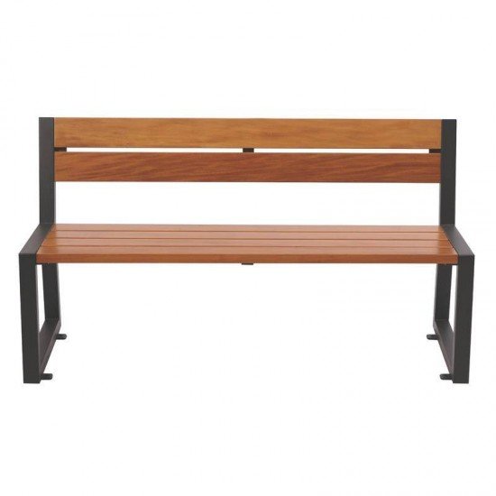 BANCO DE MADEIRA GARAPEIRA RETAN COM ENCOSTO COM BASE METALICA URBAN HIGHLINE ECO CLEAR TRAMONTINA