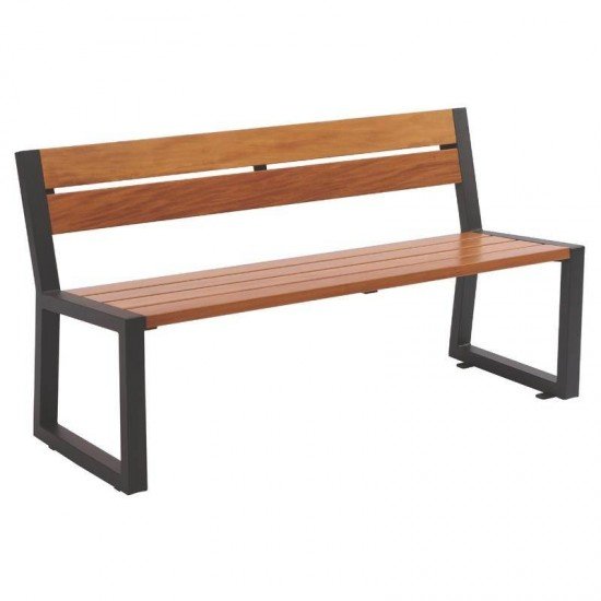 BANCO DE MADEIRA GARAPEIRA RETAN COM ENCOSTO COM BASE METALICA URBAN HIGHLINE ECO CLEAR TRAMONTINA