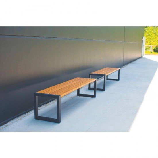 BANCO DE MADEIRA GARAPEIRA RETAN SEM ENCOSTO COM BASE METALICA URBAN HIGHLINE ECO CLEAR TRAMONTINA