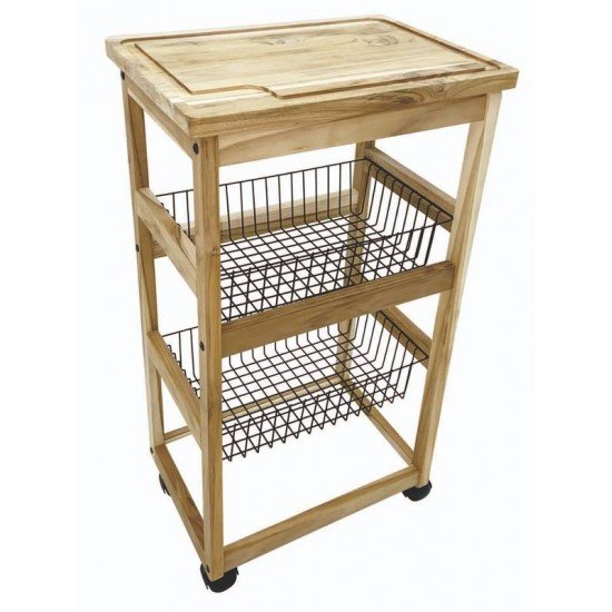 CARRO DE CHURRASCO TRAMONTINA EM MADEIRA TECA