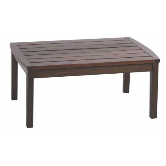 MESA DE CENTRO DE MADEIRA VARANDA RETANGULAR EM MOGNO AFRICANO C ACABAMENTO ENVERNIZADO TRAMONTINA