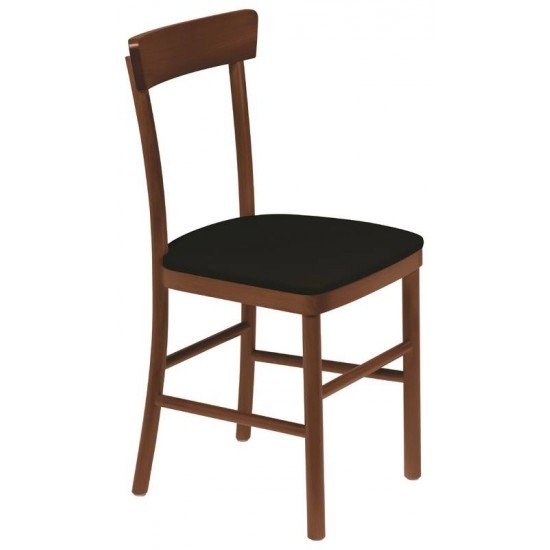 CADEIRA DE MADEIRA EM TAUARI COM ACABAMENTO ENVERNIZADO E ESTOFADO PRETO SEM BRACOS TRAMONTINA