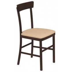 CADEIRA DE MADEIRA EM TAUARI TABACO COM ESTOFADO BEGE SEM BRACOS TRAMONTINA