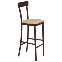 BANCO ALTO VIENA COM ESTOFADO BEGE TABACO TRAMONTINA