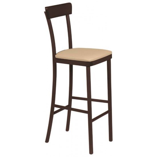 BANCO ALTO VIENA COM ESTOFADO BEGE TABACO TRAMONTINA