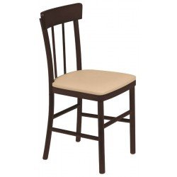 CADEIRA DE MADEIRA DANUBIO EM TAUARI TABACO SEM BRACOS COM ESTOFADO BEGE TRAMONTINA