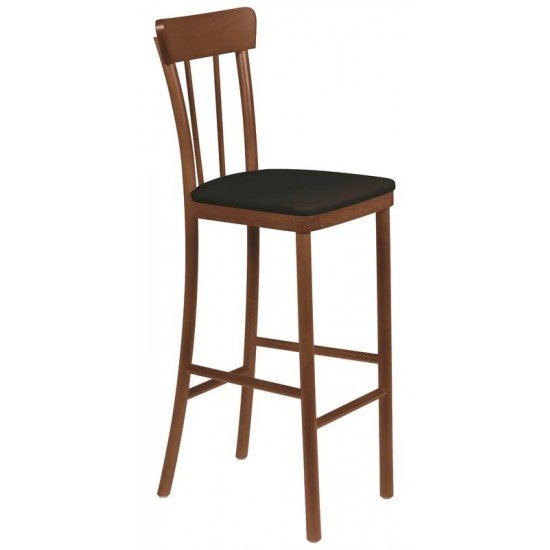 BANCO ALTO VIENA DANUBIO COM ESTOFADO PRETO AMENDOA TRAMONTINA