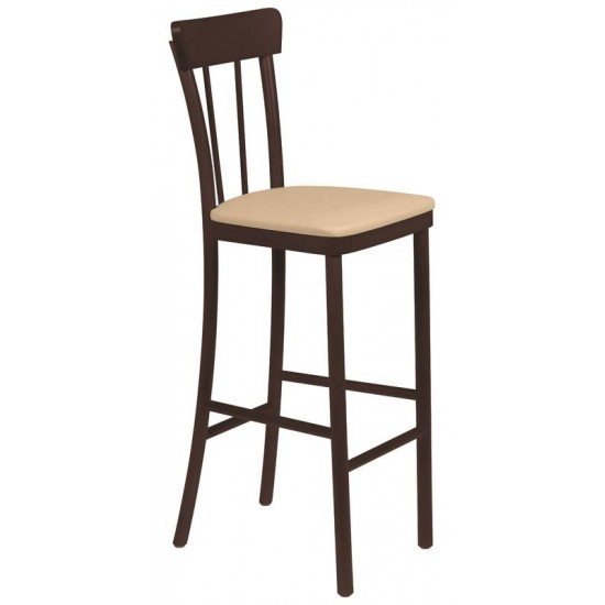 BANCO ALTO VIENA DANUBIO COM ESTOFADO BEGE TABACO TRAMONTINA