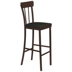 BANCO ALTO VIENA DANUBIO COM ESTOFADO PRETO TABACO TRAMONTINA