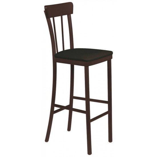 BANCO ALTO VIENA DANUBIO COM ESTOFADO PRETO TABACO TRAMONTINA