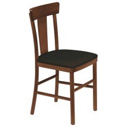 CADEIRA DE MADEIRA ADELE EM TAUARI AMENDOA SEM BRACOS COM ESTOFADO PRETO TRAMONTINA