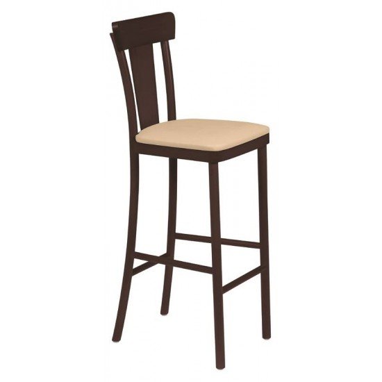 BANCO ALTO VIENA ADELE COM ESTOFADO BEGE TABACO TRAMONTINA