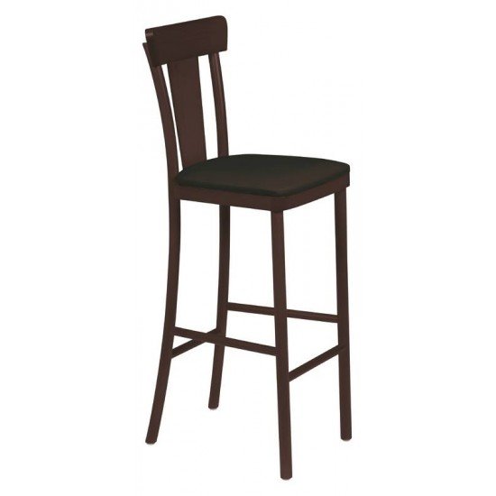 BANCO ALTO VIENA ADELE COM ESTOFADO PRETO TABACO TRAMONTINA