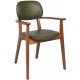 CADEIRA DE MADEIRA LONDON EM TAUARI AMENDOA COM BRACOS COM ESTOFADO VERDE TRAMONTINA