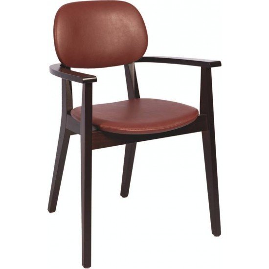 CADEIRA DE MADEIRA COM BRACOS TABACO COM ESTOFADO VINHO TRAMONTINA