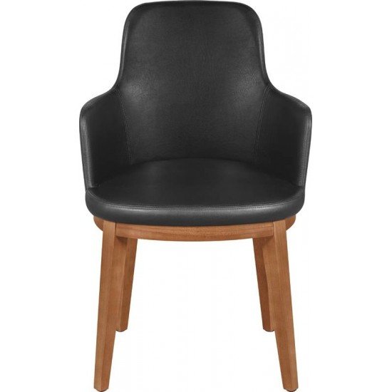 POLTRONA DE MADEIRA CBRACOS MADEIRA TAUARI ACAB AMENDOA CESTOFADO PRETO EM COURISSIMO TRAMONTINA