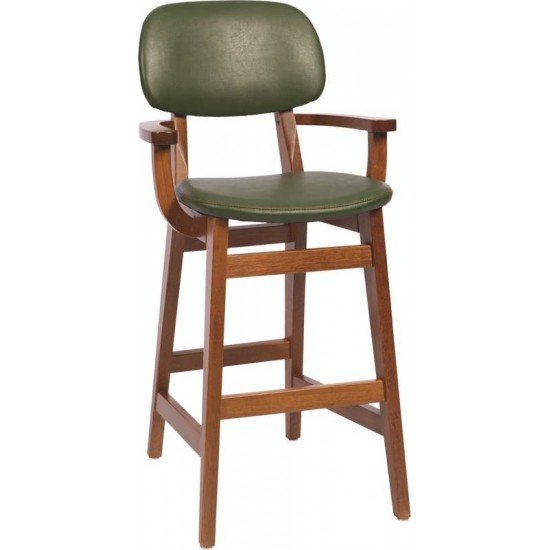 CADEIRA INFANTIL DE MADEIRA LONDON EM TAUARI AMENDOA COM ESTOFADO VERDE TRAMONTINA