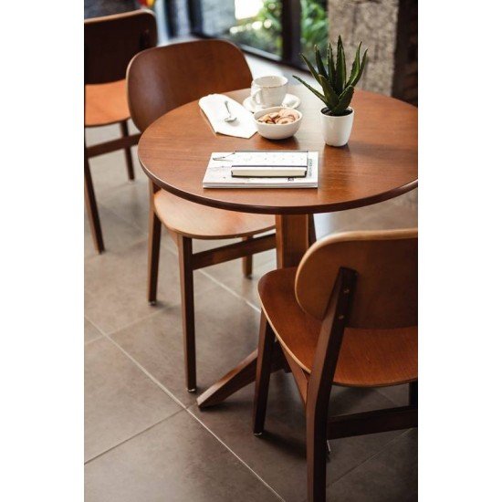 MESA DE MADEIRA TRAMONTINA LONDON REDONDA EM TAUARÍ AMÊNDOA 2 LUGARES 60 CM