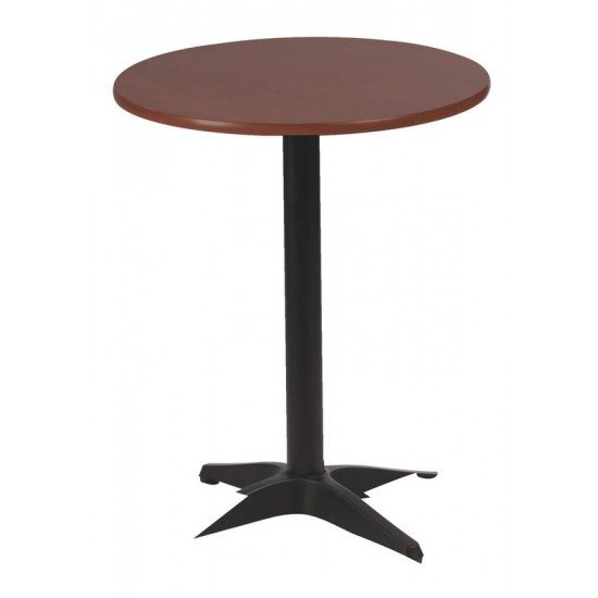 MESA REDONDA PIAZZA EM MADEIRA TAUARI TABACO COM BASE DE ALUMINIO PRETA 60 CM TRAMONTINA