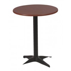 MESA REDONDA PIAZZA EM MADEIRA TAUARI TABACO COM BASE DE ALUMINIO PRETA 80 CM TRAMONTINA