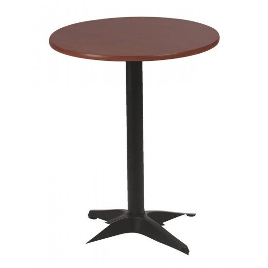 MESA REDONDA PIAZZA EM MADEIRA TAUARI TABACO COM BASE DE ALUMINIO PRETA 80 CM TRAMONTINA