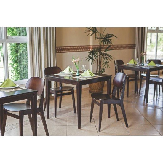 MESA DE MADEIRA LONDON QUADRADA EM TAUARI TABACO 4 LUGARES 80 CM TRAMONTINA