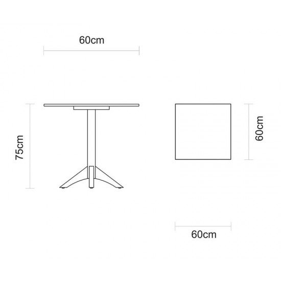 MESA DE MADEIRA TRAMONTINA LONDON COLUNA CENTRAL QUADRADA EM TAUARÍ AMÊNDOA 4 LUGARES 60 CM