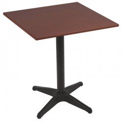 MESA QUADRADA PIAZZA EM MADEIRA TAUARI TABACO COM BASE DE ALUMINIO PRETA 70 CM TRAMONTINA