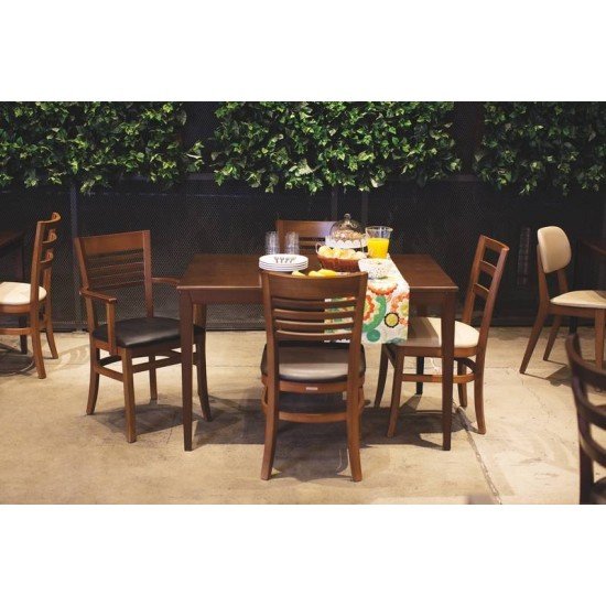 MESA DE MADEIRA LONDON RETANGULAR EM TAUARI AMENDOA 6 LUGARES TRAMONTINA