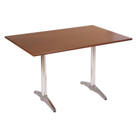 MESA RETANGULAR PIAZZA EM MADEIRA TAUARI AMENDOA COM BASE DE ALUMINIO 120X80 CM TRAMONTINA