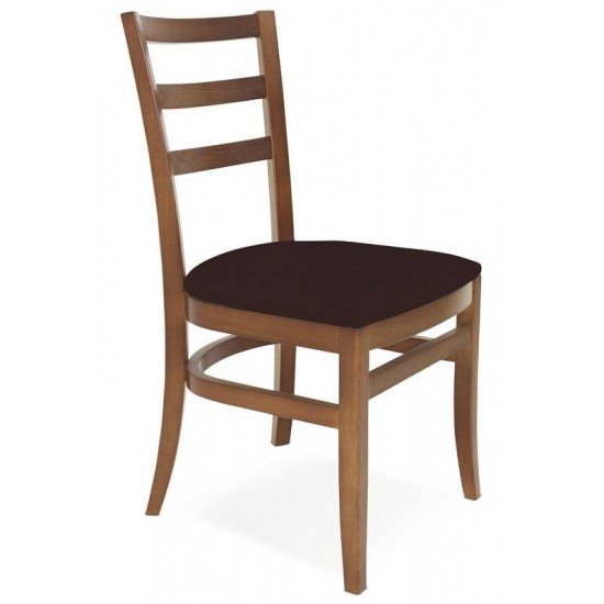 CADEIRA DE MADEIRA SOFIE EM TAUARI AMENDOA SEM BRACOS COM ESTOFADO CAFE TRAMONTINA