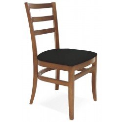 CADEIRA DE MADEIRA SOFIE EM TAUARI AMENDOA SEM BRACOS COM ESTOFADO PRETO TRAMONTINA