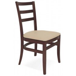 CADEIRA DE MADEIRA SOFIE EM TAUARI TABACO SEM BRACOS COM ESTOFADO BEGE TRAMONTINA