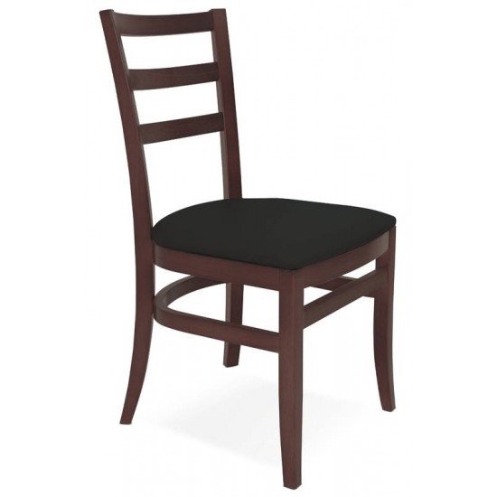 CADEIRA DE MADEIRA SOFIE EM TAUARI TABACO SEM BRACOS COM ESTOFADO PRETO TRAMONTINA